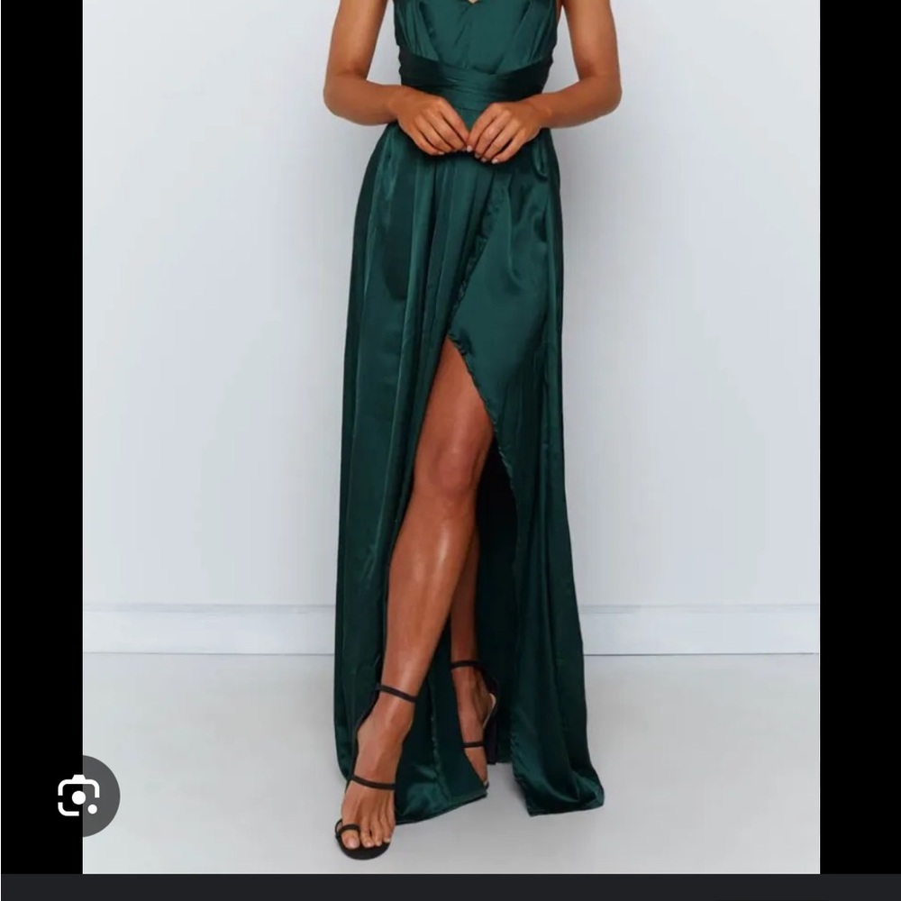 Begging boutique- Katrina split maxi Elegant Green Evening Gown